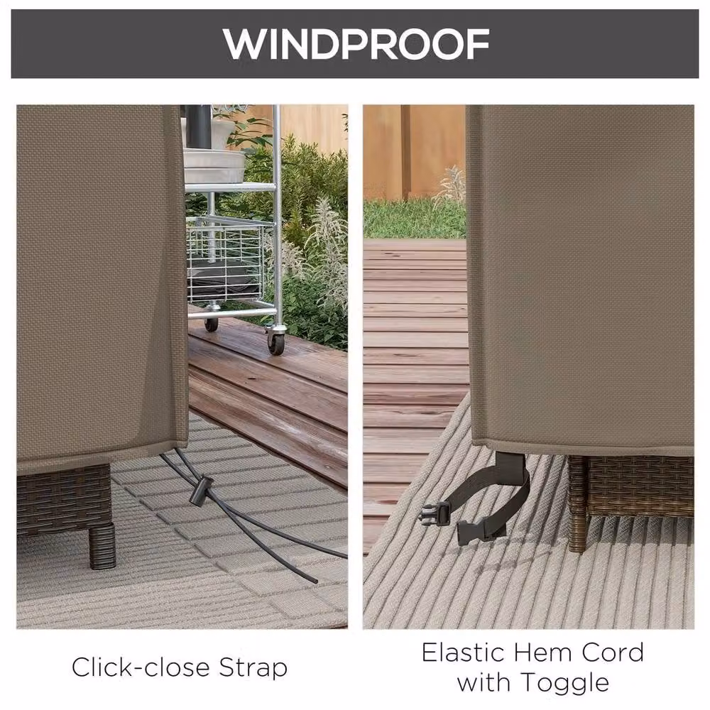 EONLION Large Square Outdoor Garden Set Cover in Grey, W/D/H: 100 x 100 x 100 cm – 3