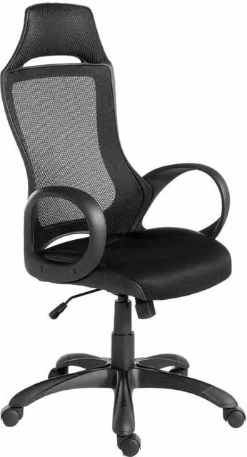 Angel Cerda Black Fabric Swivel Task Chair with Headrest and Armrests
