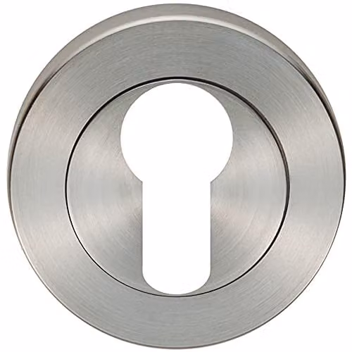 Loops Round Euro Profile Escutcheon in Brushed Silver Stainless Steel, 52mm Diameter, Concealed Fix
