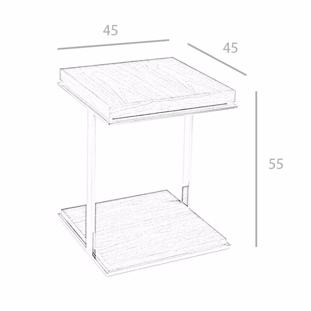 Angel Cerda Walnut Veneer Square Side Table with Chrome Legs in Brown, W: 45 cm, D: 45 cm, H: 55 cm – 5