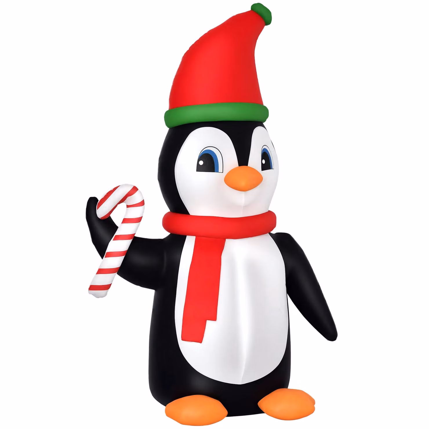 HOMCOM 8ft Inflatable Christmas Penguin Holding Candy Cane with Built-in LED, Black – 2