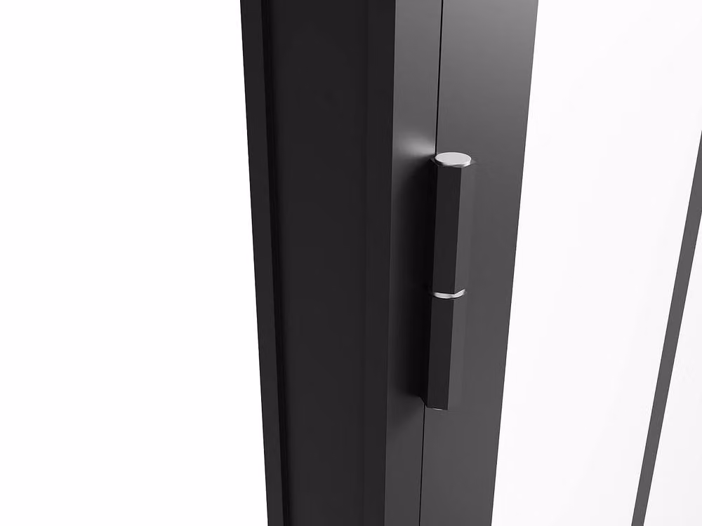 Vente-unique H204 Reversible Studio-Style Aluminium and Tempered Glass Door Unit in Black, H: 204 cm – 5