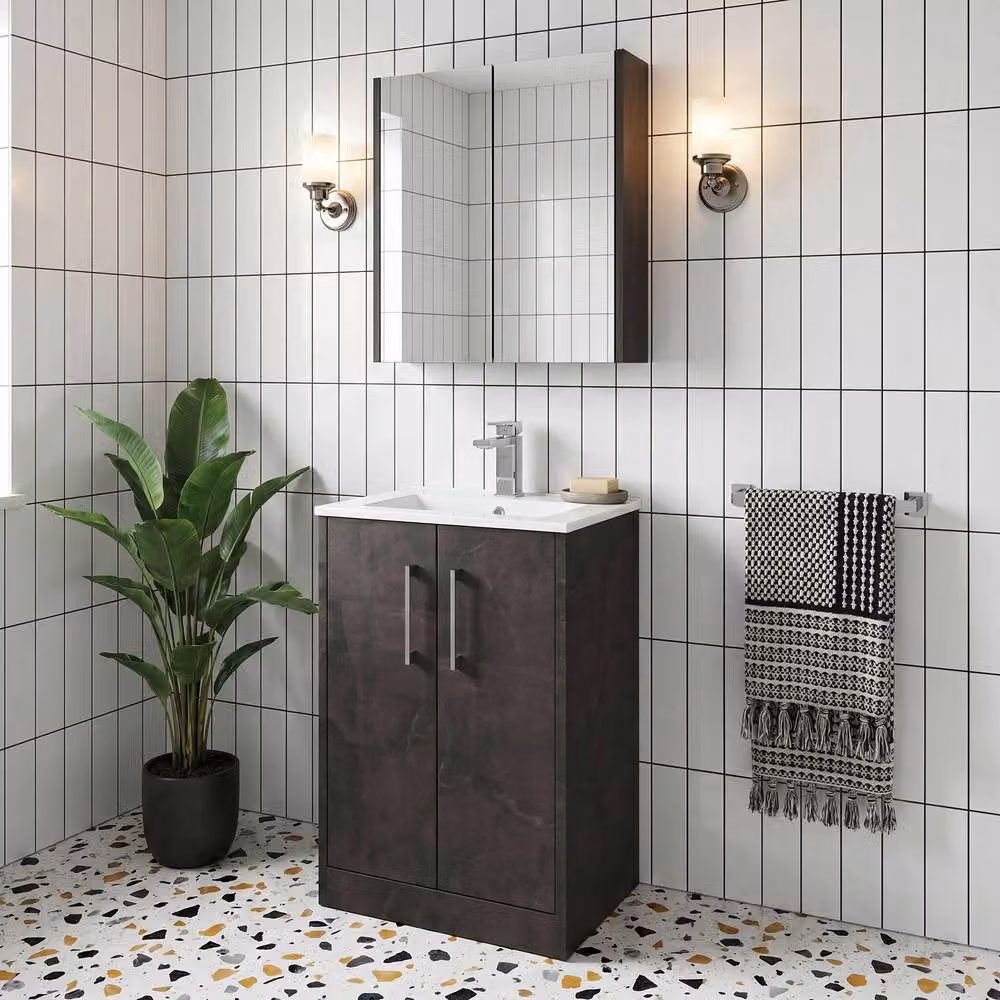 Balterley Winshill Contemporary 2 Door Floor Standing Grey Bathroom Vanity Basin Unit – 2