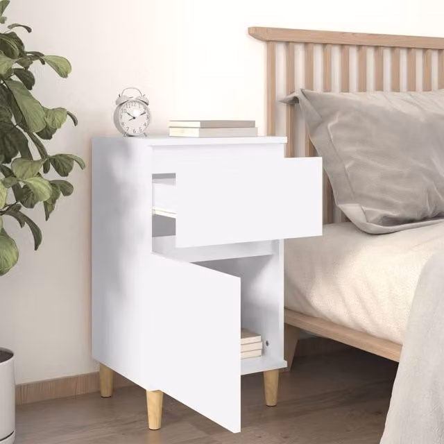 Berkfield Home Elegant Bedside Cabinet in White, W/D/H: 40 x 35 x 70 cm
