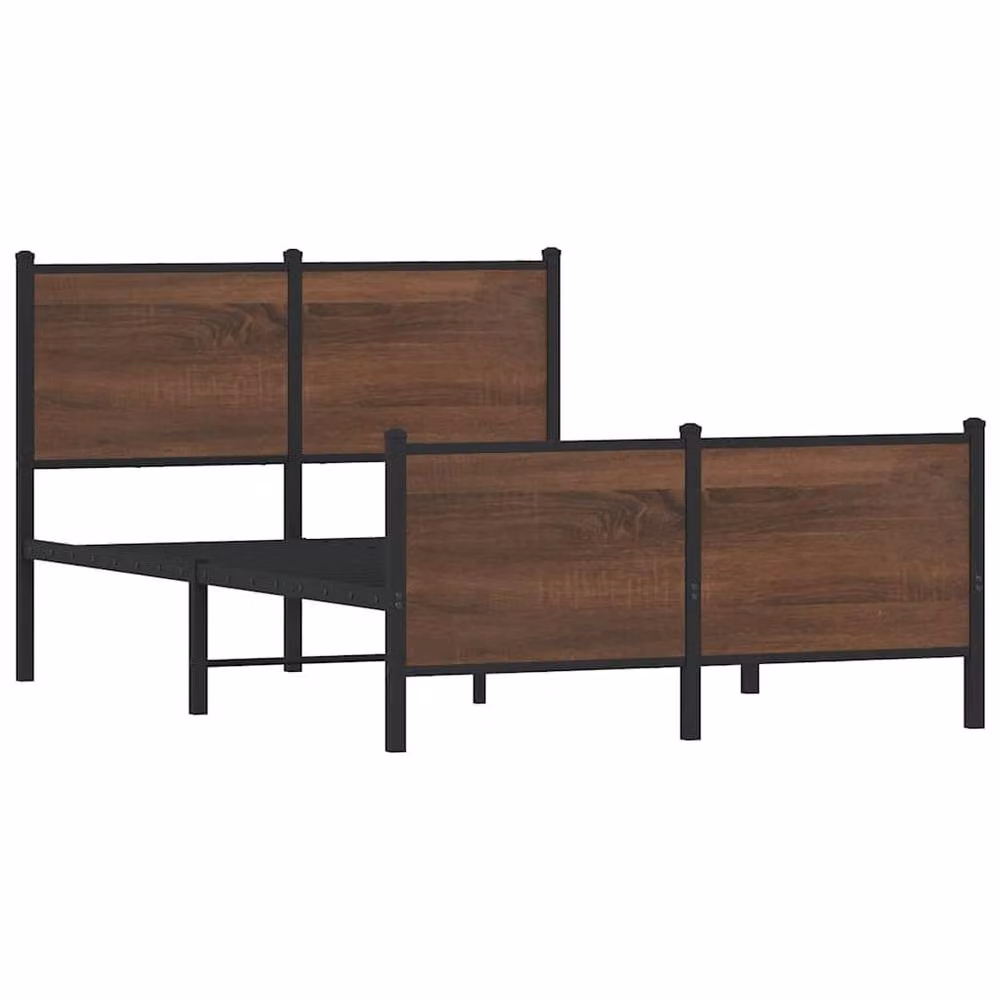 Berkfield Home Metal Bed Frame in Brown Oak, W/D/H: 120 x 200 cm – 3