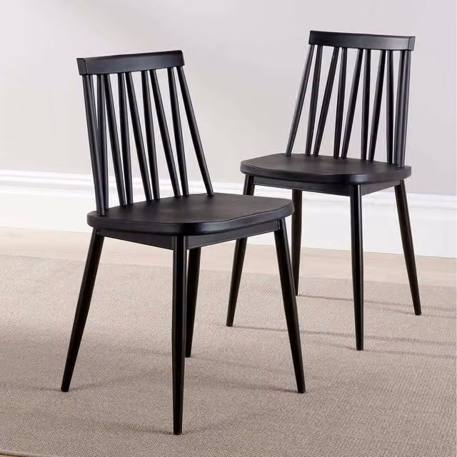 Home Source Pair of Lucy Scandinavian Dining Chairs in Black