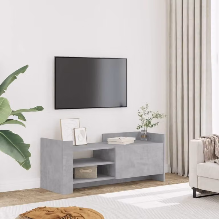 Berkfield Home TV Cabinet in Concrete Grey, MDF, W/D/H: 100 x 35 x 40 cm
