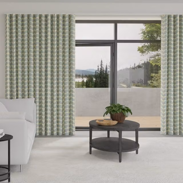 Orla Kiely Two Colour Stem Made to Measure Wave Blackout Curtain in Powder Blue