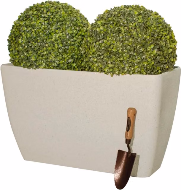 Primrose White Stone Effect Resin Trough Planter
