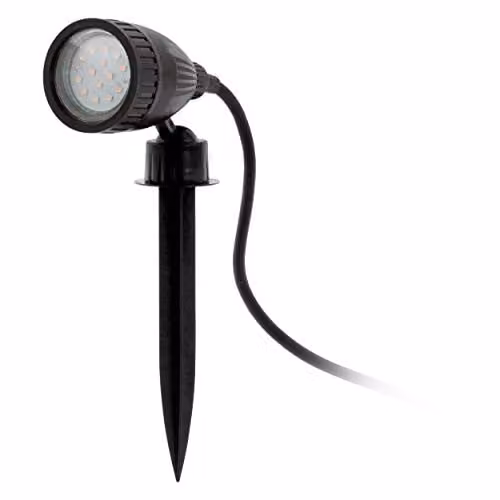 Loops IP44 Outdoor Ground Spike Garden Light in Black Plastic with Adjustable GU10 Bulb