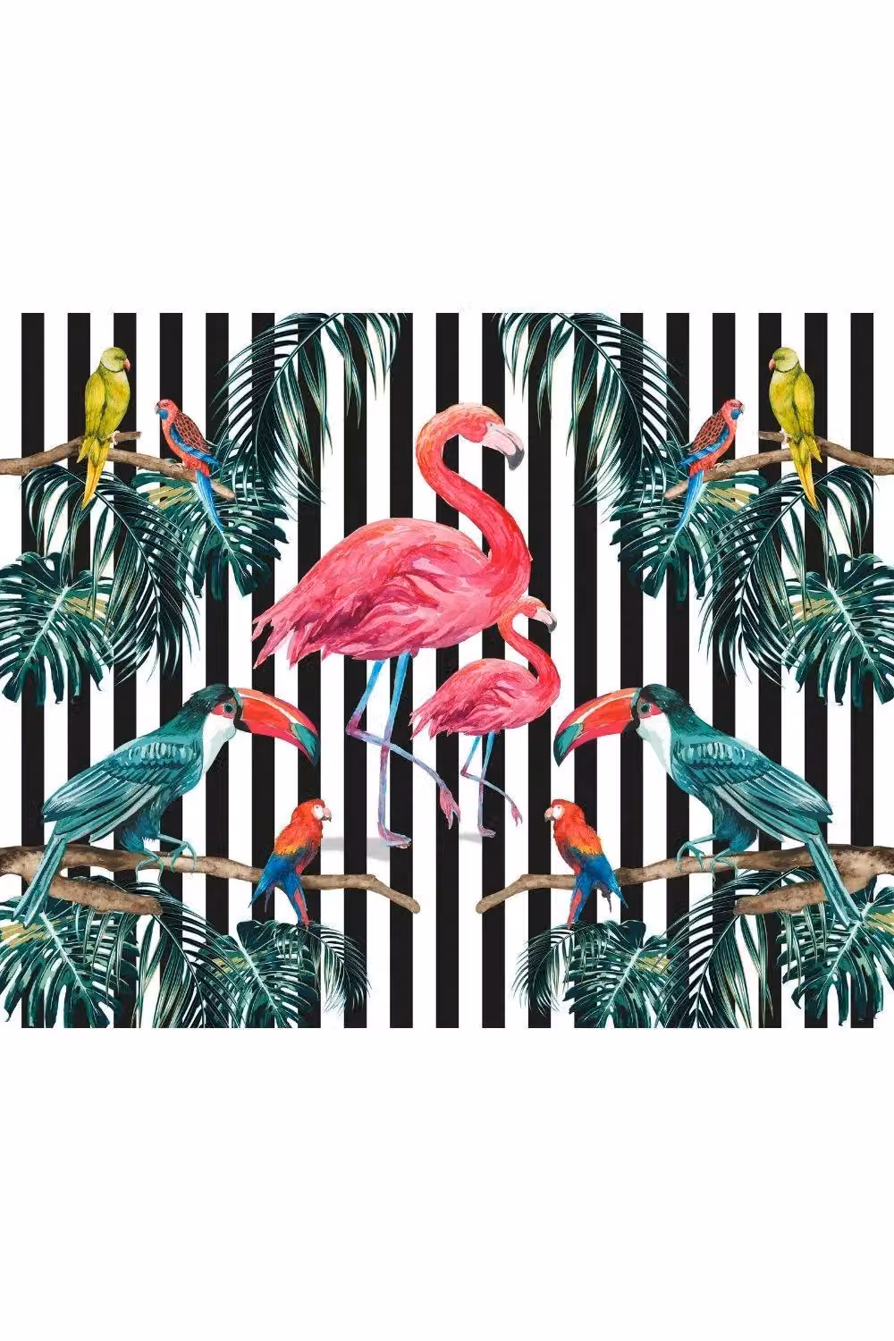 Origin Murals Flamingo Stripe Multicolour Wall Mural W: 350 cm, H: 280 cm – 2