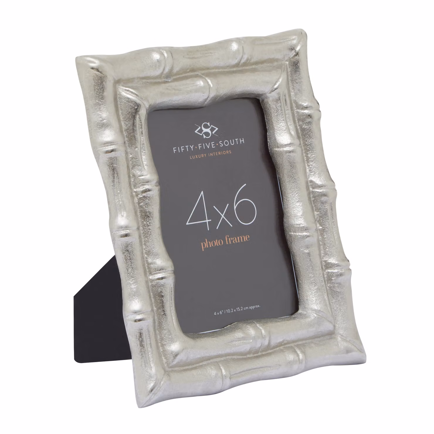 Orsina Hiba Silver Bamboo Effect Single Rectangular Metal Tabletop Photo Frame, 10 x 15 cm – 4