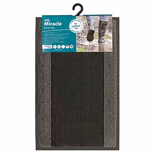 JVL Miracle Machine Washable Non-Slip Barrier Doormat, Anthracite Grey, W: 40 cm, D: 60 cm – 5