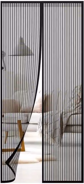 FLAVORA Magnetic Mesh Curtain Door in Black, W: 90 cm, H: 210 cm