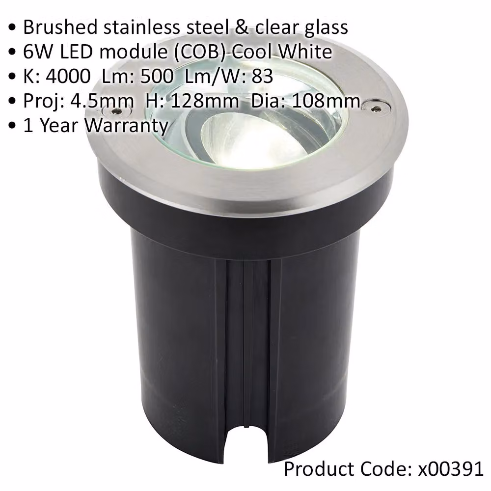 Loops Stainless Steel Drive Over IP67 Ground Light with 6W Cool White LED and Tilting Head in Silver – 2