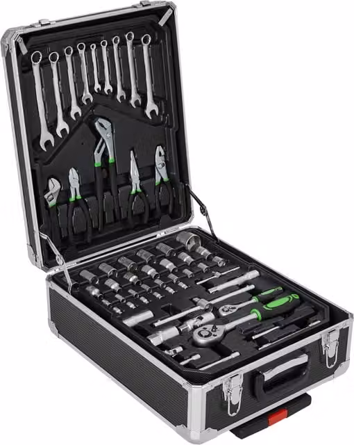 tectake Tool Box Trolley with 1200 Pieces, Black