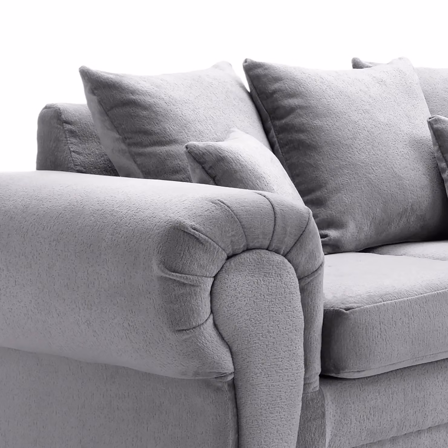 Abakus Direct Verona L-Shaped Corner Sofa in Light Grey Crushed Chenille, W/D/H: 245 x 245 x 80 cm – 3