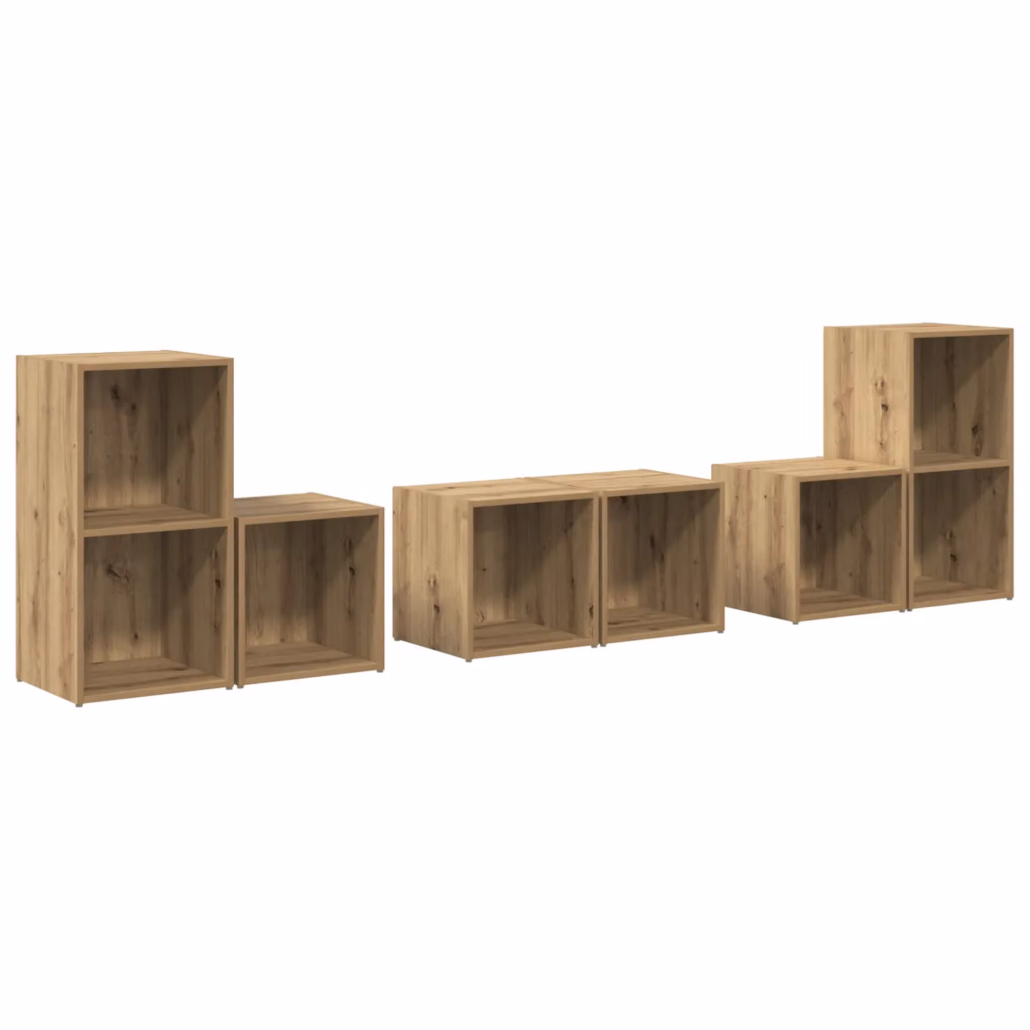Berkfield Home 6-Piece Artisan Oak TV Cabinet Set with Storage Shelves in Brown – 2