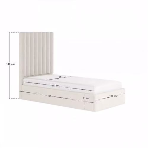 Flair Everley Single Ottoman Bed in Cream Boucle, W/D/H: 90 x 200 x 45 cm – 2