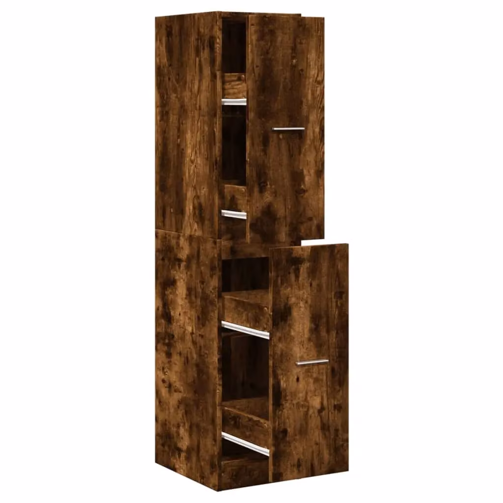 Berkfield Home Apothecary Cabinet in Smoked Oak Brown, W: 30 cm, D: 41 cm, H: 144.5 cm – 2