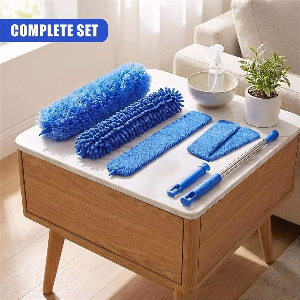 Nordara 6-Piece Extendable Feather Duster Set with Telescopic Handle and Microfibre Refillable Heads in Blue, W/D/H: 120 x 70 x 70 cm – 4