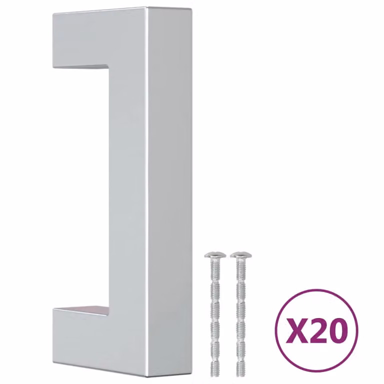 Berkfield Home 20 pack of silver brushed stainless steel bar cabinet handles, 64 mm