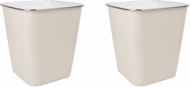 JVL Glaize Square Waste Bin Set of 2, 8L, Beige – 1