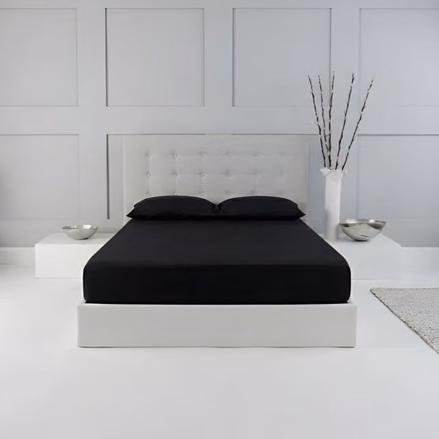 Home Sweet Home UK Polycotton Fitted Cot Sheet, Black, W/D/H: 60 x 120 x 15 cm