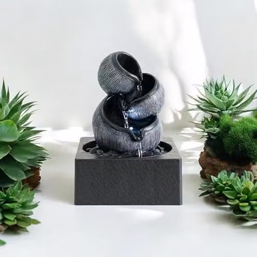 Minster Table-Top Water Fountain, Grey, W/D/H: 18 x 18 x 24 cm – 1