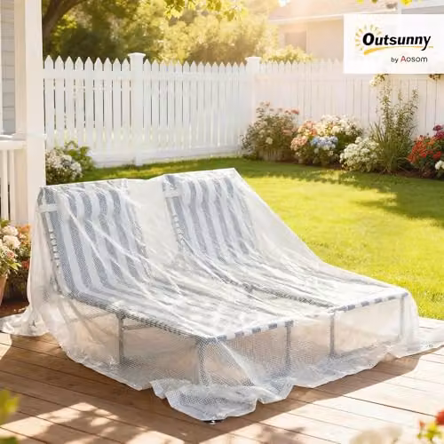 Outsunny Waterproof Heavy Duty PE Tarpaulin, White, W: 3 m, L: 5 m – 2