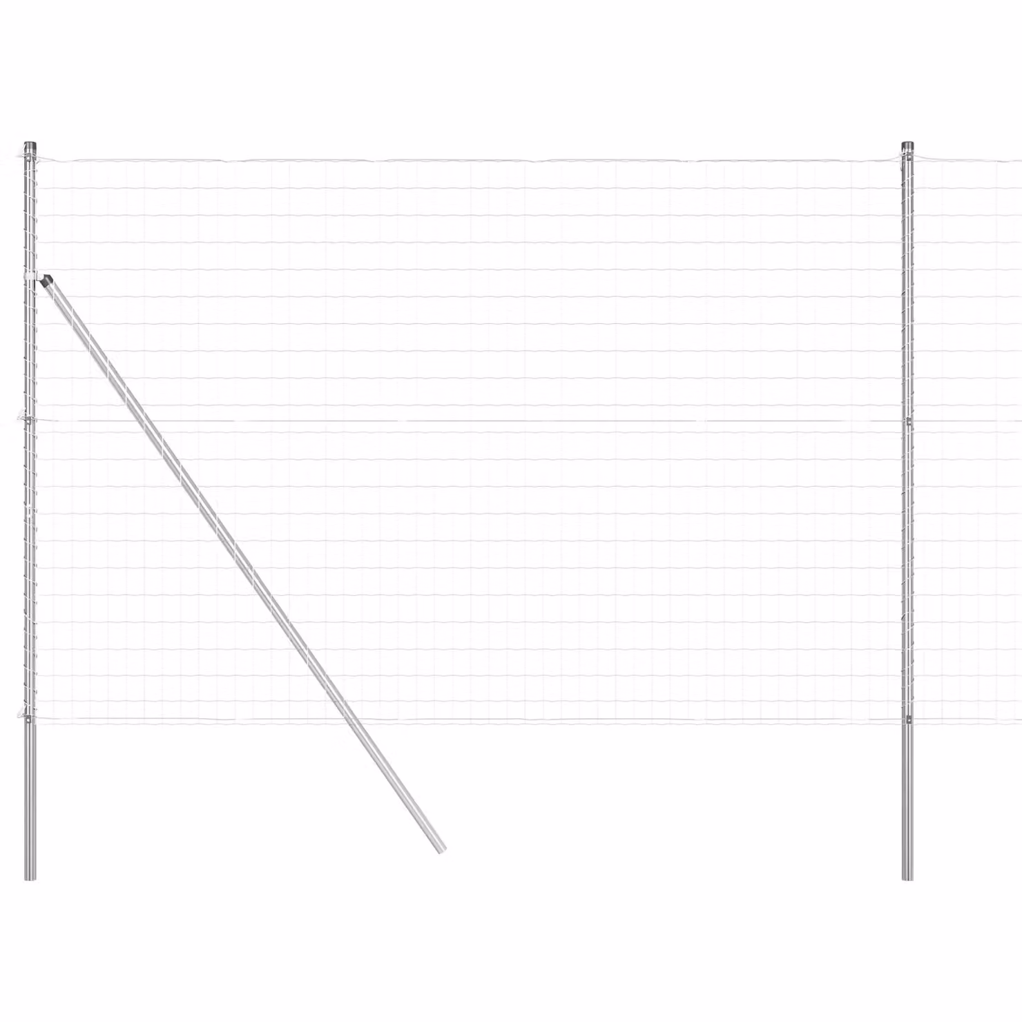 Berkfield Home Euro Fence with 7 Round Posts, Galvanised Steel in Silver/Grey, W: 10 m, H: 1.5 m – 2
