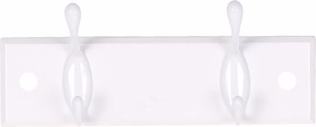 Decorails White Standard Rail with 2 Chrome Hooks