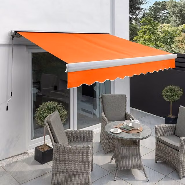 Primrose Full Cassette Electric Patio Awning with 4m Canopy in Orange