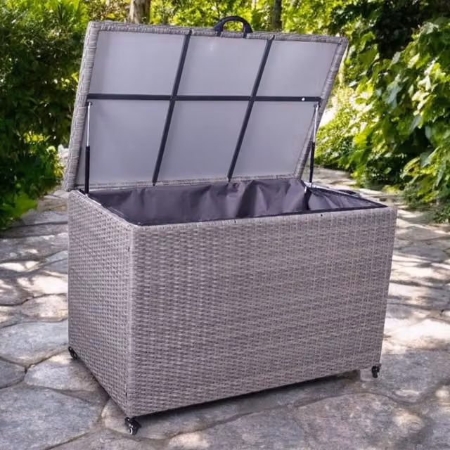 Royalcraft Charcoal KD Weave Rattan Cushion Storage Box, 510L, Anthracite Grey – 1