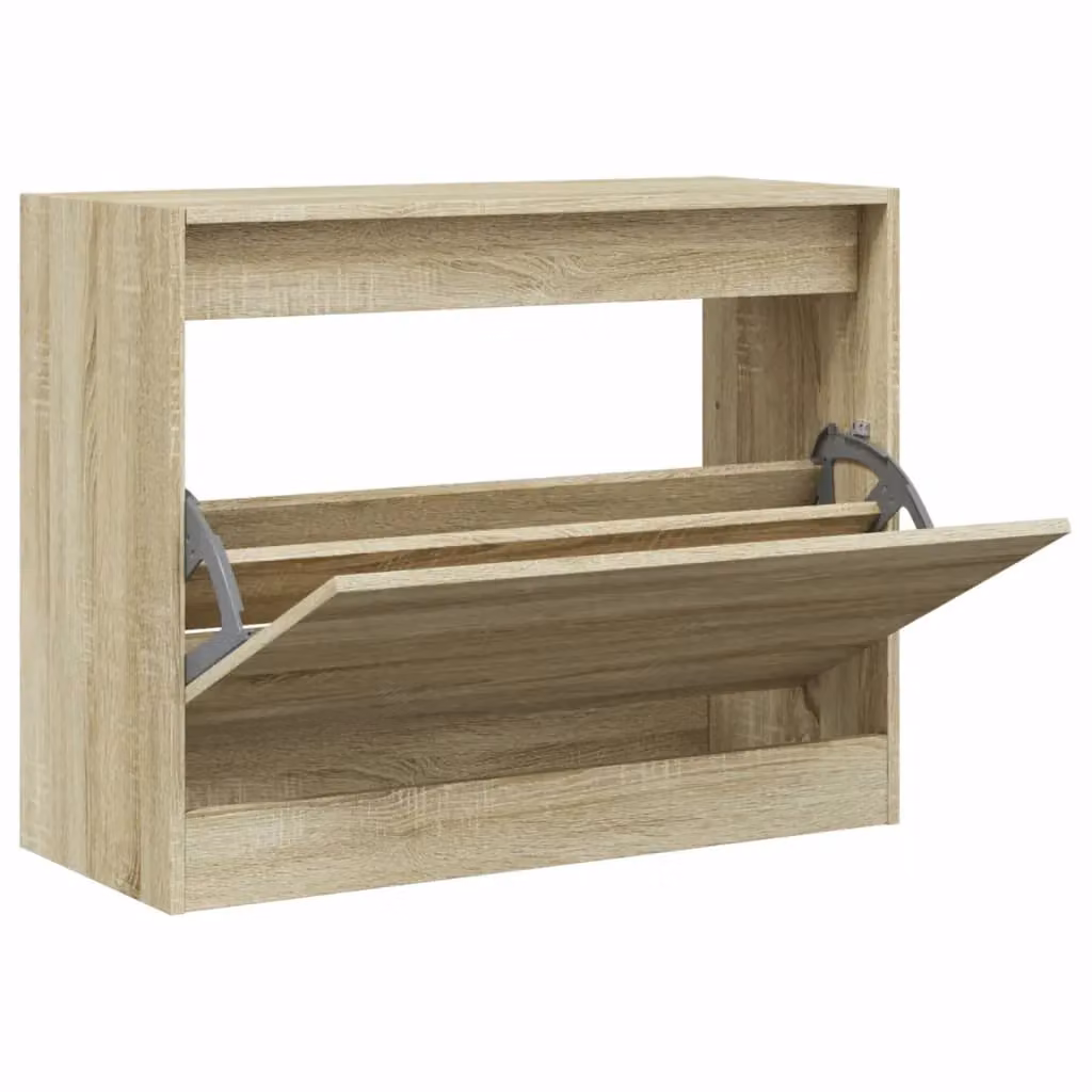Berkfield Home Sonoma Oak Shoe Cabinet in Brown, W/D/H: 80 x 34 x 63 cm – 2