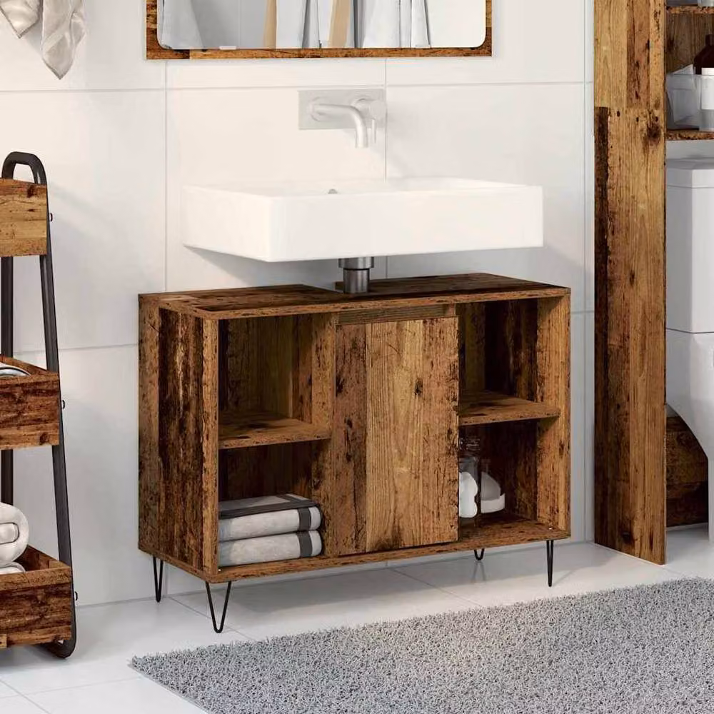 Berkfield Home Old Wood Rustic Brown Engineered Wood Cabinet with Hinged Doors and Internal Shelves – 2