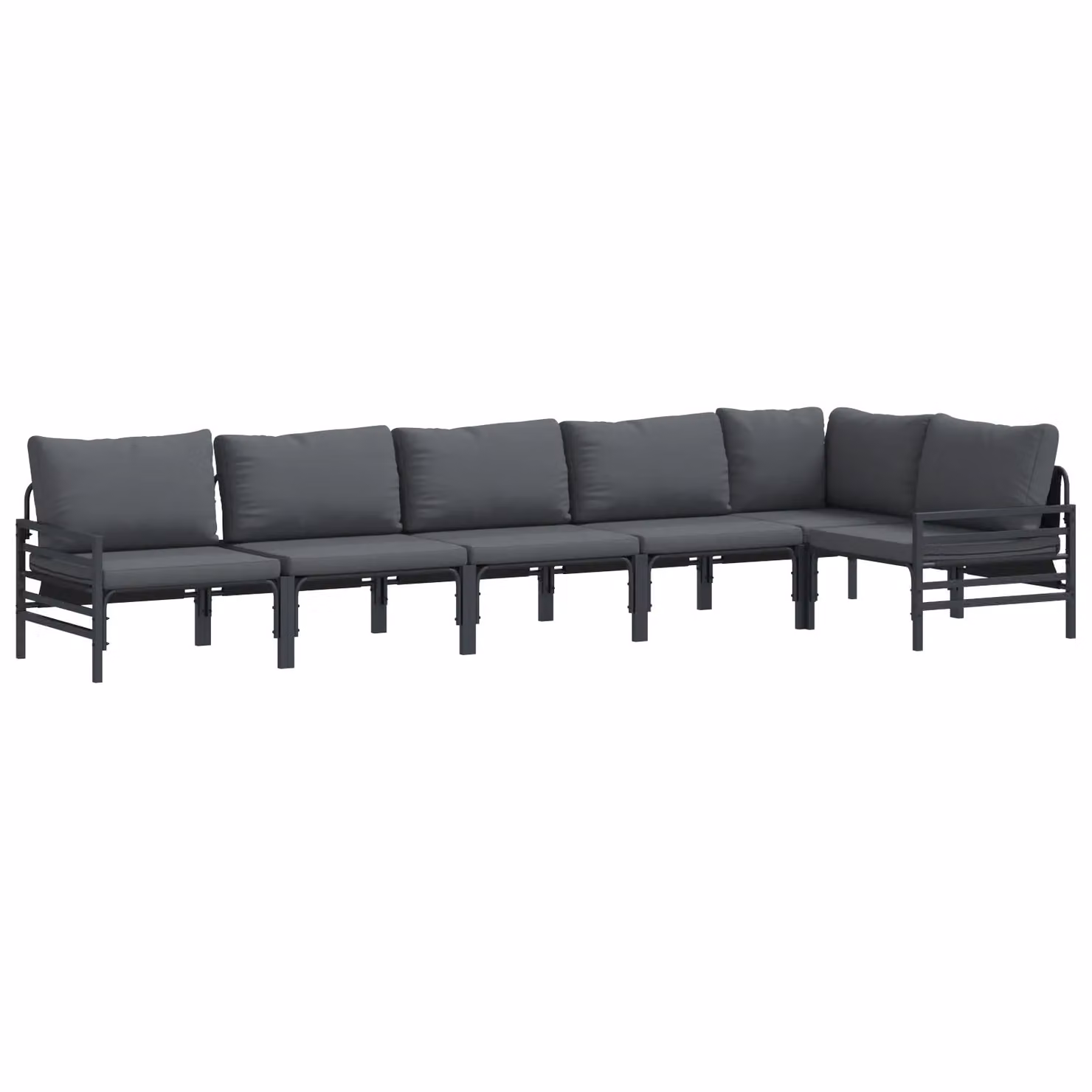 Berkfield Home 6 Piece L-Shape Garden Sofa Set with Outdoor Coffee Table in Anthracite Powder Coated Steel – 2