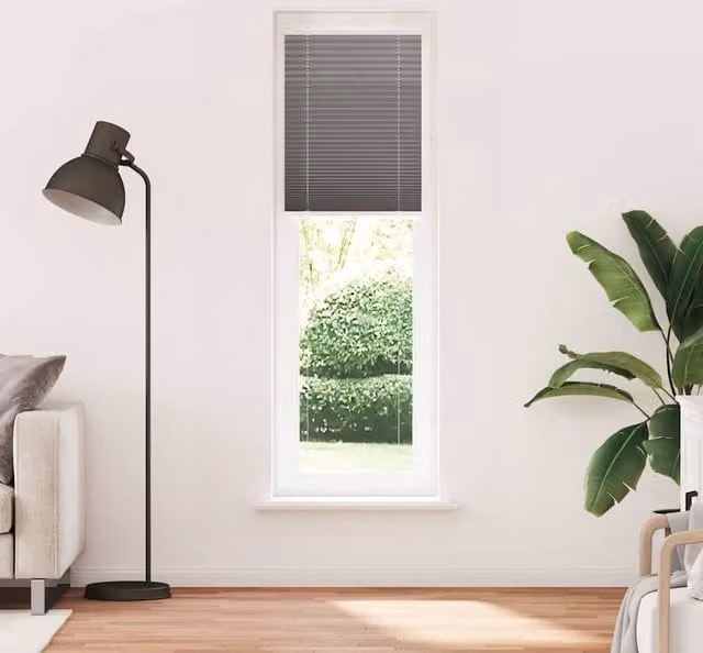 Berkfield Home Single Pleat Fabric Blind in Anthracite Grey, W: 64.4 cm, H: 200 cm