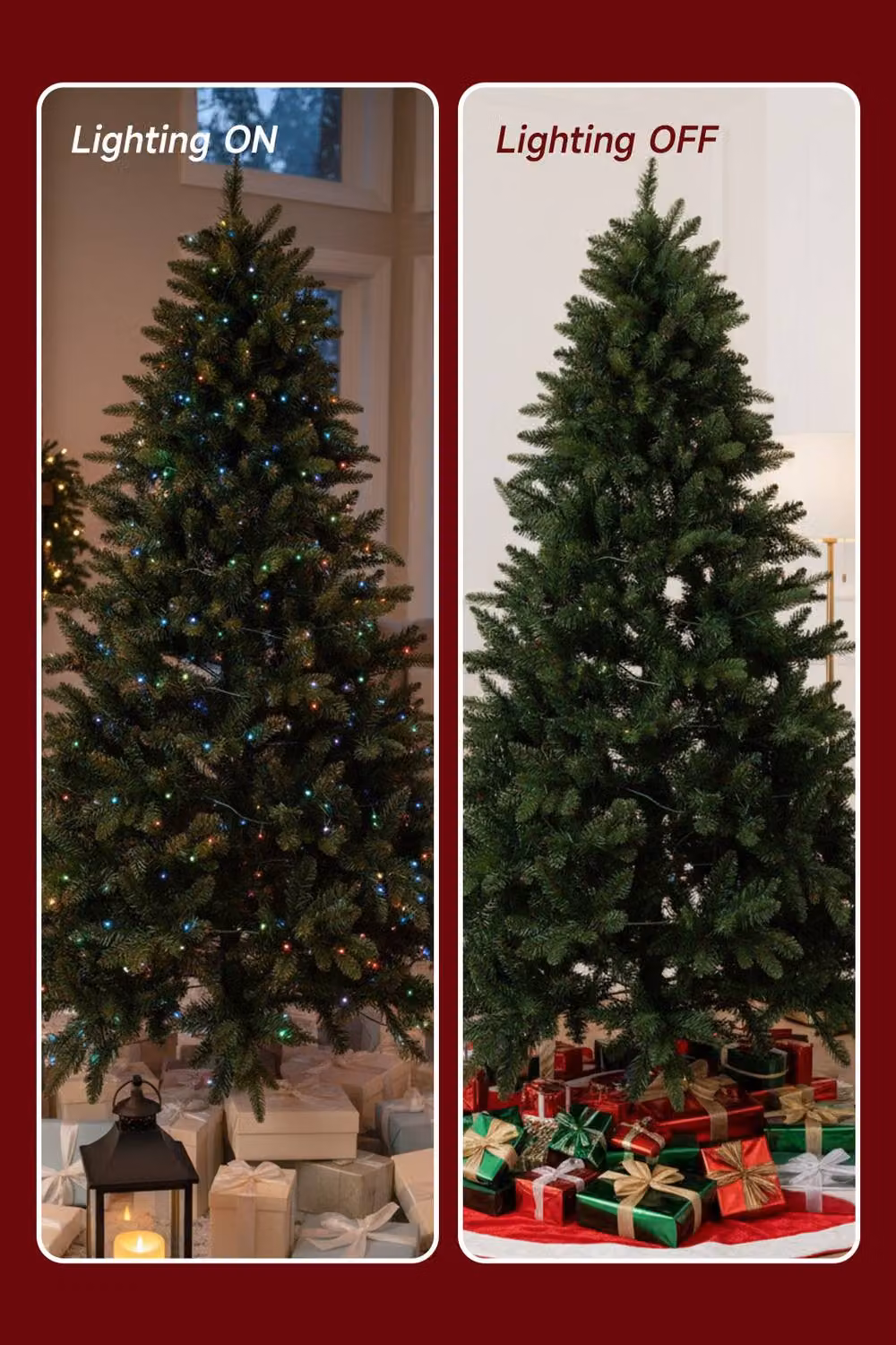 Living and Home 1.2m Artificial Christmas Tree with RGB Lights and Wood Stand in Green – 3
