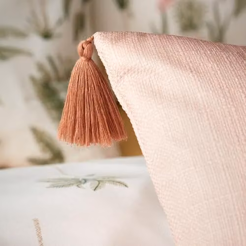 Catherine Lansfield Paradiso Palm Embroidered Square Filled Cushion, Clay and Pink, 45 x 45 cm – 2