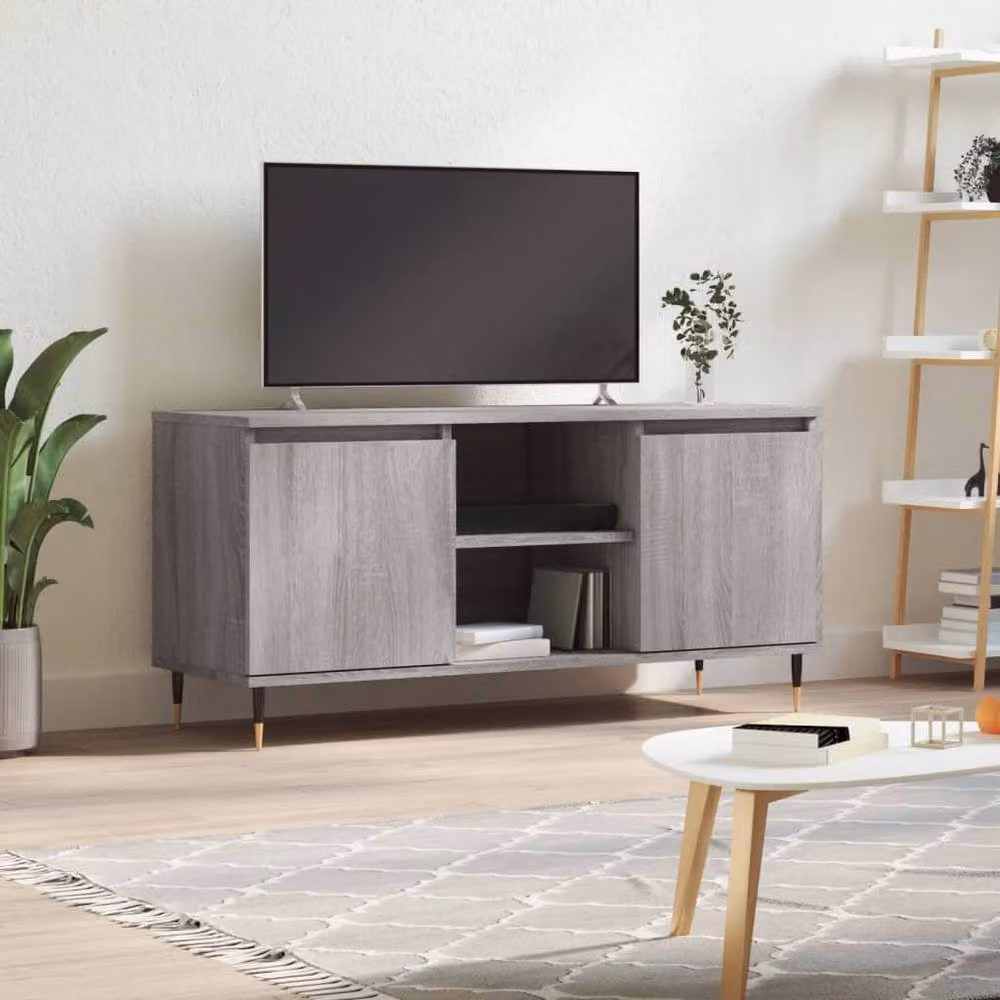 Berkfield Home Grey Sonoma TV Cabinet in Engineered Wood, W: 104 cm, D: 35 cm, H: 50 cm – 2