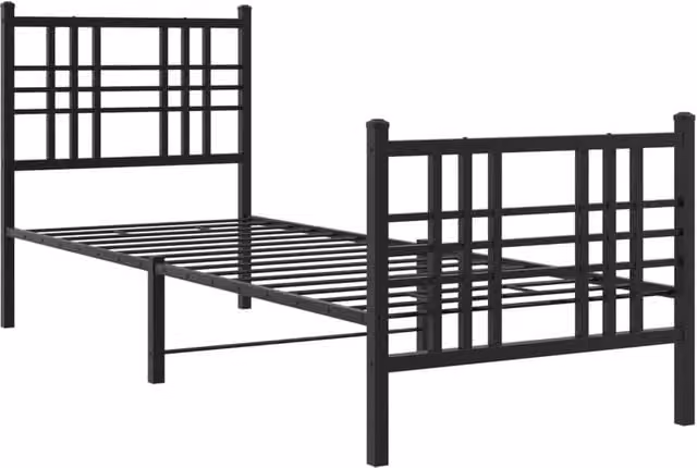 Berkfield Home Metal Bed Frame with Footboard, Black, W/D/H: 80 x 200 cm