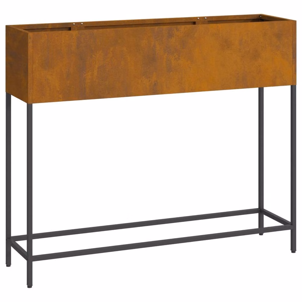 Berkfield Home Raised Garden Planter in Brown Weathering Steel, W: 100 cm, D: 26 cm, H: 82 cm – 2