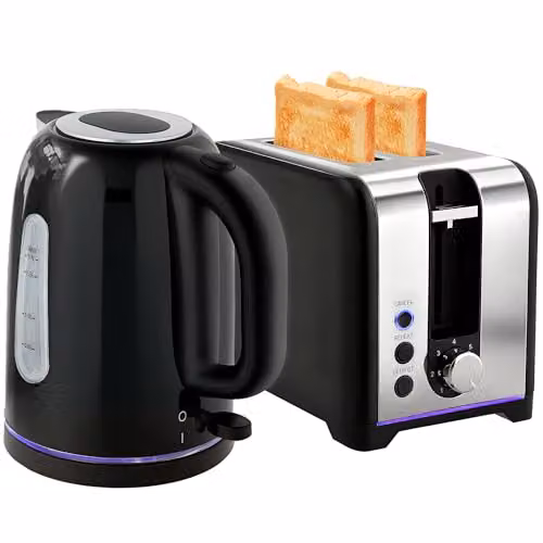HOMCOM Kettle and Toaster Set in Black – 1