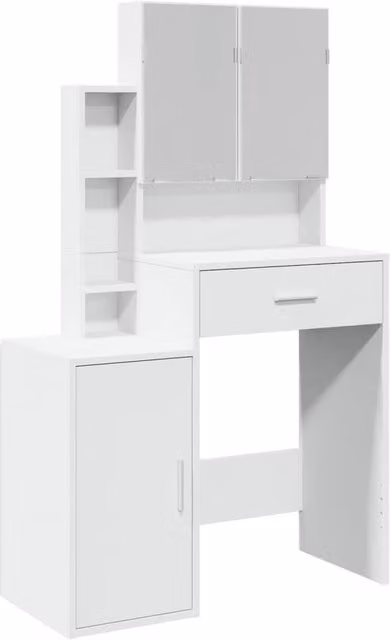Berkfield Home Modern White Dressing Table with Cabinet, W/D/H: 80 x 35 x 132 cm