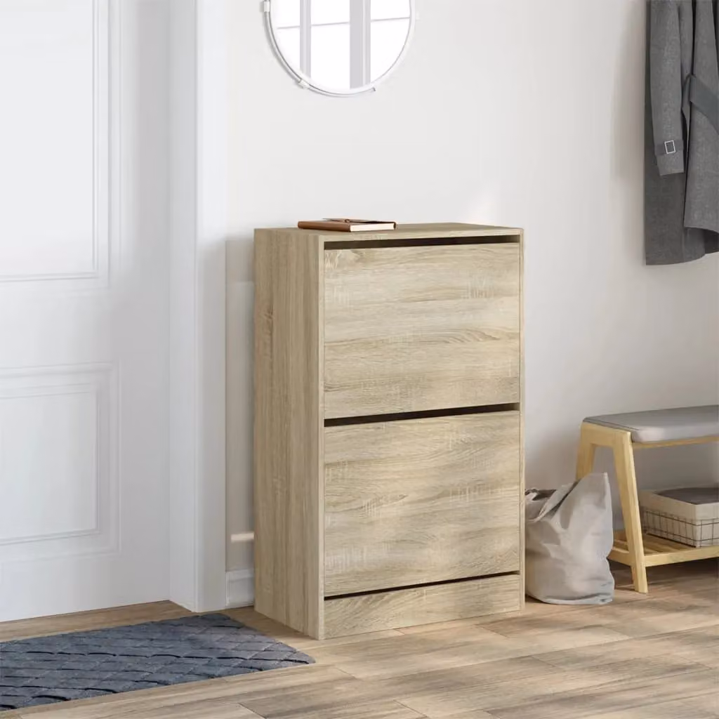 Berkfield Home Shoe Cabinet in Brown Sonoma Oak, W/D/H: 60 x 34 x 96.5 cm – 2