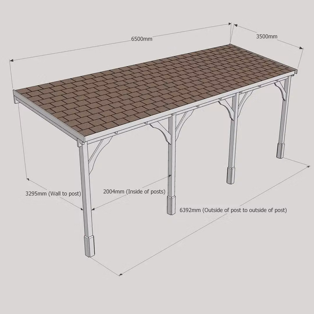 Rutland County Garden Furniture Wood Pent Carport with Bitumen Shingle Roof, Light Green, W: 650 cm, D: 350 cm, H: 270 cm – 2