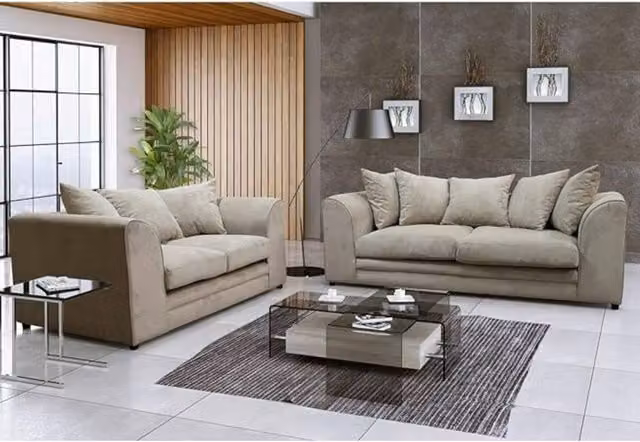 Snug Furniture Birmingham Ltd Fernando 3+2 Sofa Set in Beige Fabric – 1