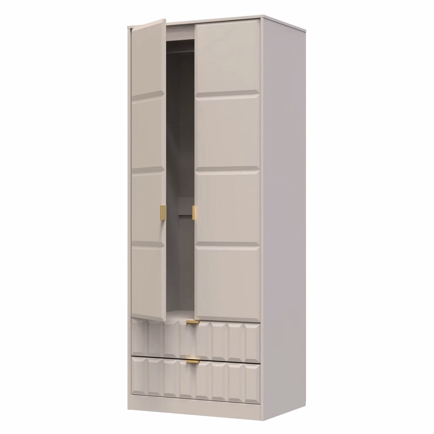 Ready Assembled 2 U Metro Large Wardrobe with 2 Doors and 2 Drawers in Taupe – 2