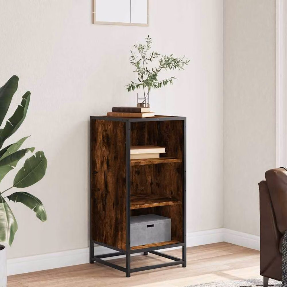 Berkfield Home Industrial Sideboard in Smoked Oak and Brown, W/D/H: 35.5 x 35.5 x 76 cm – 3
